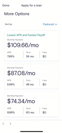 Marcus loan offer interface